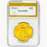1914-S $20 Gold Double Eagle PGA MS65+