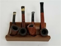Lot Of 4 Vintage Pipes With Stand