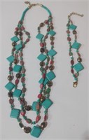 Tripple Strand Necklace & Bracelet