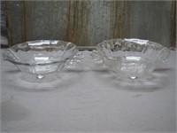 2 Glass Serving Bowls; 1 W/Etched Pattern