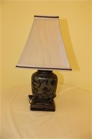 Oval lamp w/ flower pattern & square shade