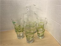 Glass Pitcher With 5 Glasses