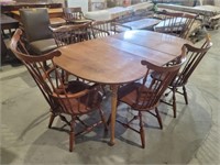 7 Piece - Maple Wood Oval Dining Table Set