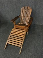 Handmade Wood Lounge Chair with Footstool