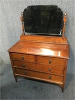 Tiger Oak Wood Vanity Dresser with Mirror