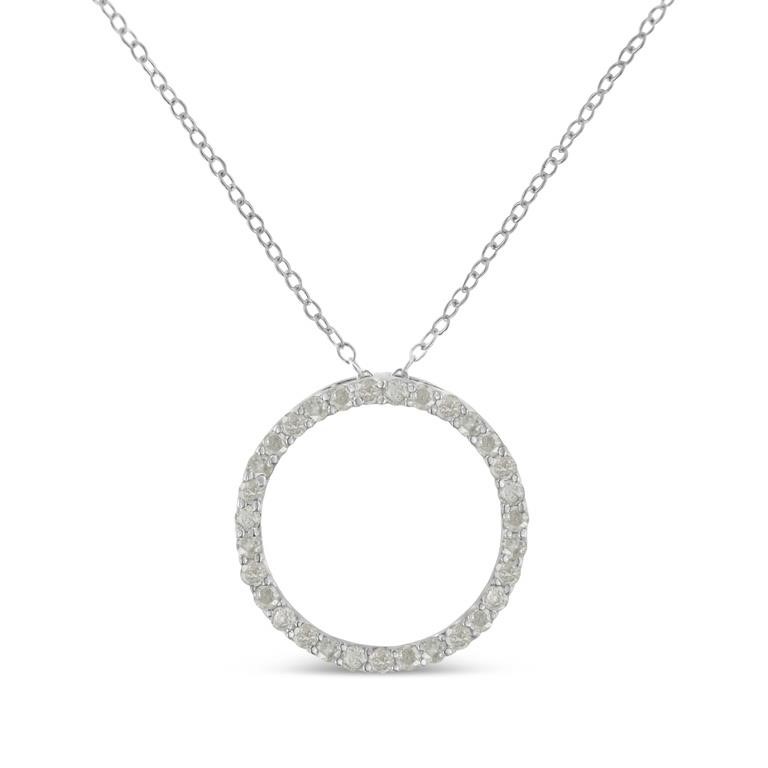 Dazzling .76ct Diamond Open Circle Halo Necklace