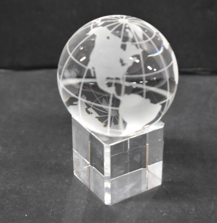 Beautiful Miniature Glass World Globe on Stand
