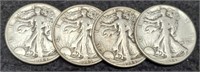 (4) Walking Liberty Half Dollars: