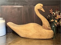Extra Large Carved Wood Swan Decoy