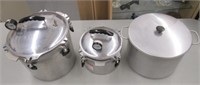 TWO PRESSURE COOKERS & LARGE STOCK POT