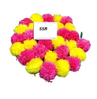 25 PC Yellow and Pink Artificial Marigold Flower G