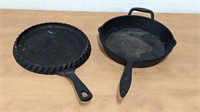 2 Old Cast Iron Pans
