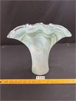Ruffled Top Art Glass Vase