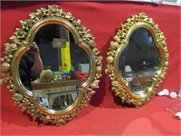 Mirror w. scalloped frame, 2 x $