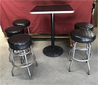 Square Bistro Table With 5 Swivel Stools