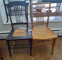 2 Ladies Maple cane seat chairs