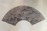 Chinese Ink Color Landscape Fan Painting