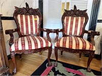 Heavily Carved Eagle Head Arm Chairs - Check Pics
