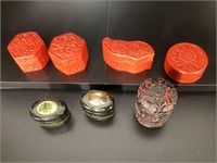 Vintage Cinnabar Lot and Russian Lacquer Boxes