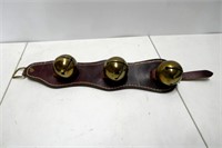 Brass Sleigh Bells w/ Leather Strap 15"L