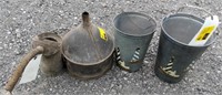 (AG) Lot Of Decorative Metal Buckets And Meta Oil