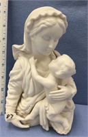 Bisque figurine 8" tall of Mary and Jesus