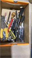 Box lot of wrenches, screwdrivers, etc.
