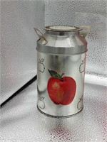 Apple Motif Punched Tin Mik Can Decor