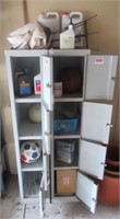 (2) 4 compartment metal lockers with contents