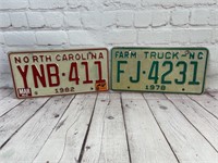 1978 farm license tag and 1982 tag