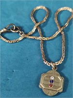 Vintage Odd Fellows Pocket Watch Chain / FLT Logo