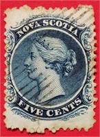 Nova Scotia 1860 Victoria 5 Cents Stamp #10