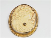 Antique Cameo Brooch Celluloid with Crystal