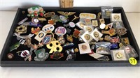 LARGE LOT OF LAPEL PINS BUTTONS & PATCHES