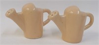 Vintage Peach Glaze Pottery Watering Cans