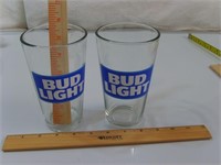 2 Bud Light Beer Glasses