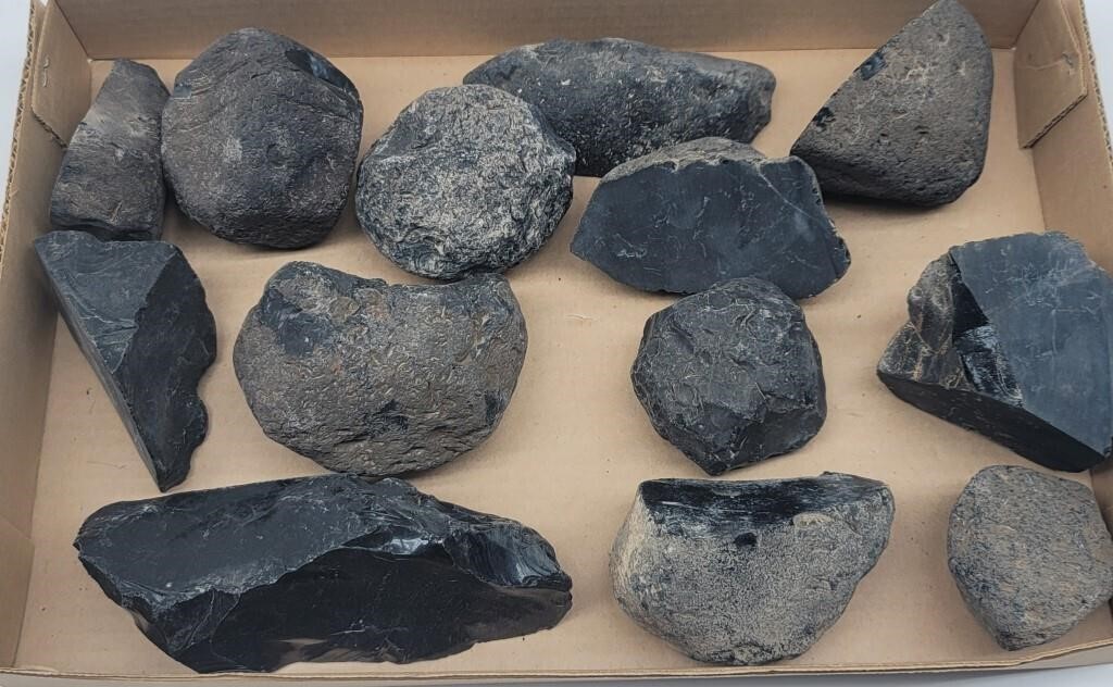 Box of Black Obsidian Rocks