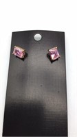 Sterling Silver Earrings with pink CZs