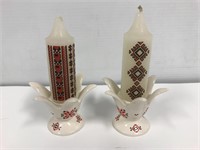 Ceramic candle holders with candles