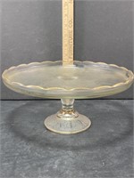 Vintage Jeanette Harp Pattern Glass Cake Stand