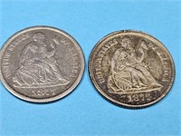 1877 & 1877 S Seated Liberty Silver Dime