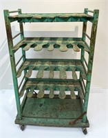 Antique Wooden Cobblers Shoe Rolling Rack