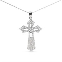 Exquisite Round 1.00ct Diamond Cross Necklace