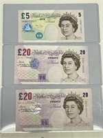 45 English pounds notes paper money