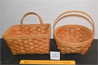 Lot of 2 Baskets - Bottom Marked Country Woven