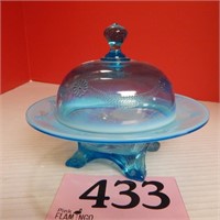 GORGEOUS OPALESCENT BLUE FOOTED BUTTER DOME 8 IN