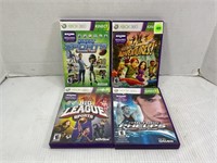 LOT OF 4 XBOX 360 KINECT GAMES IN CASE - KINECT