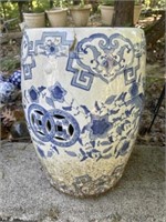 Large blue and white garden seat