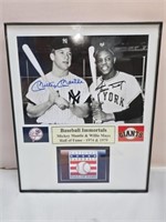 Signed Mickey Mantle & W Mays Photo w Certificate