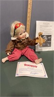 Danbury Mint -“Tommy” porcelain doll wooden